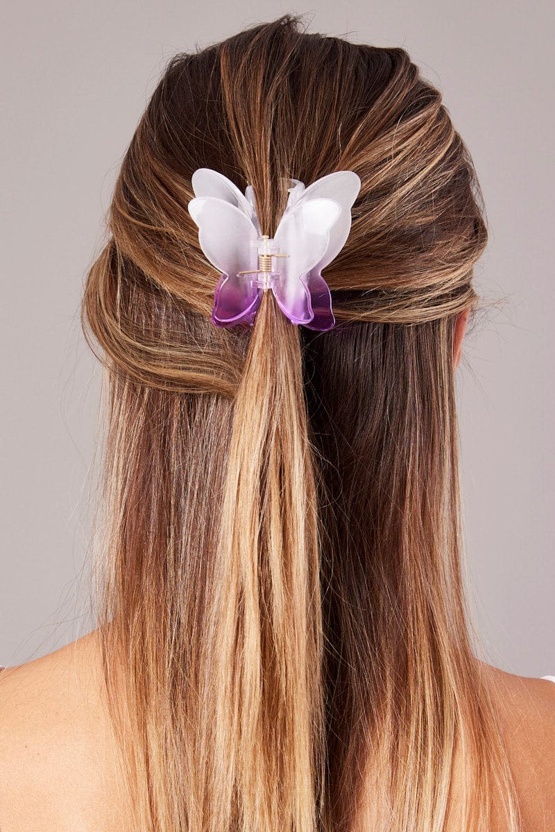 Purple Butterfly Claw Clip