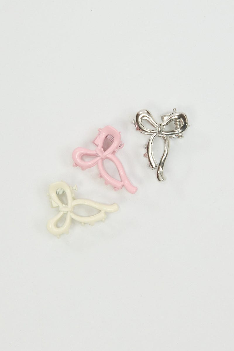 Multi 6 Pack Mini Bow Claw Clips