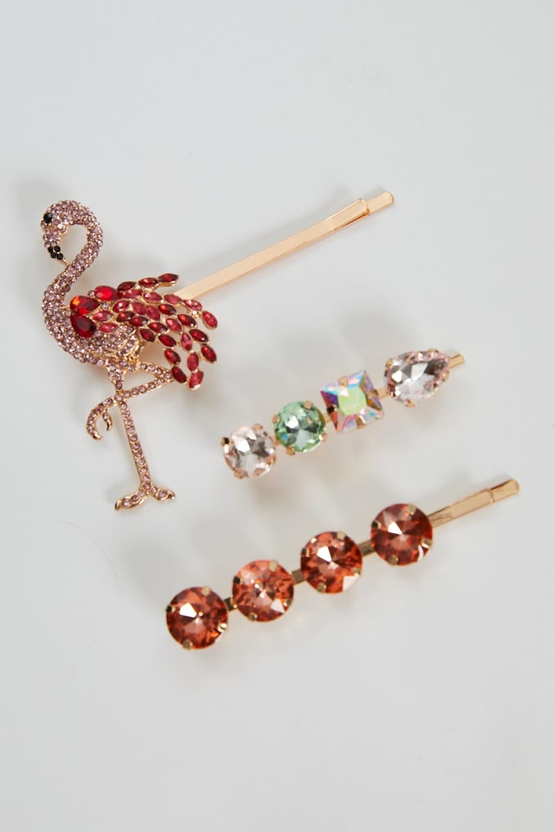 Pink Diamante Hair Clips