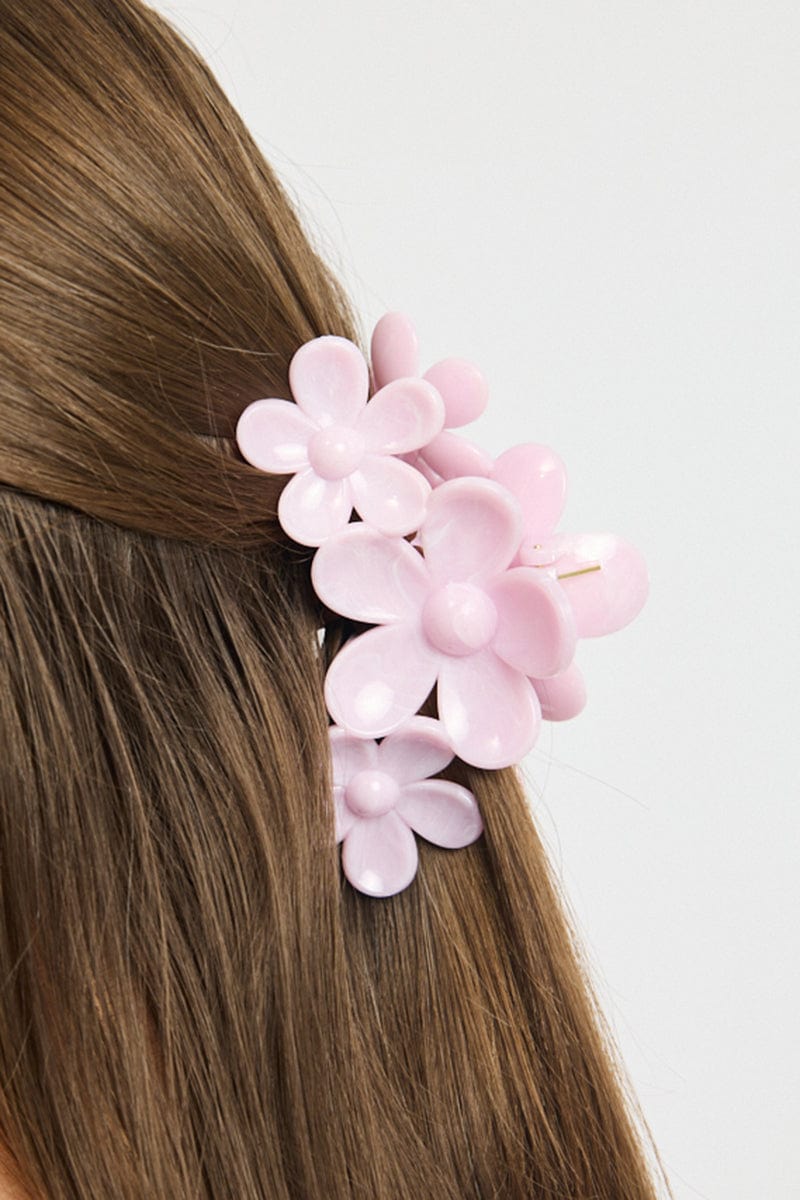 Pink Marbled Flower Claw Clip