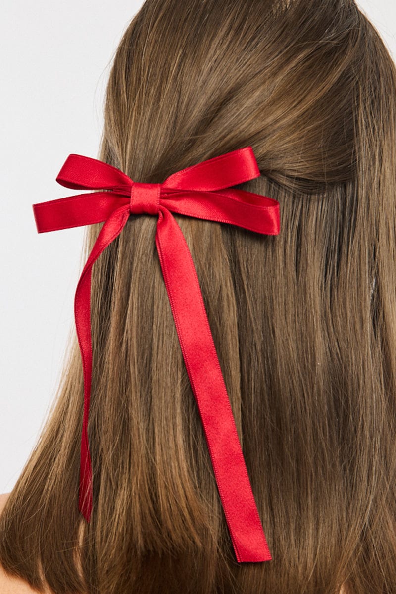 Red Bow Hair Clips