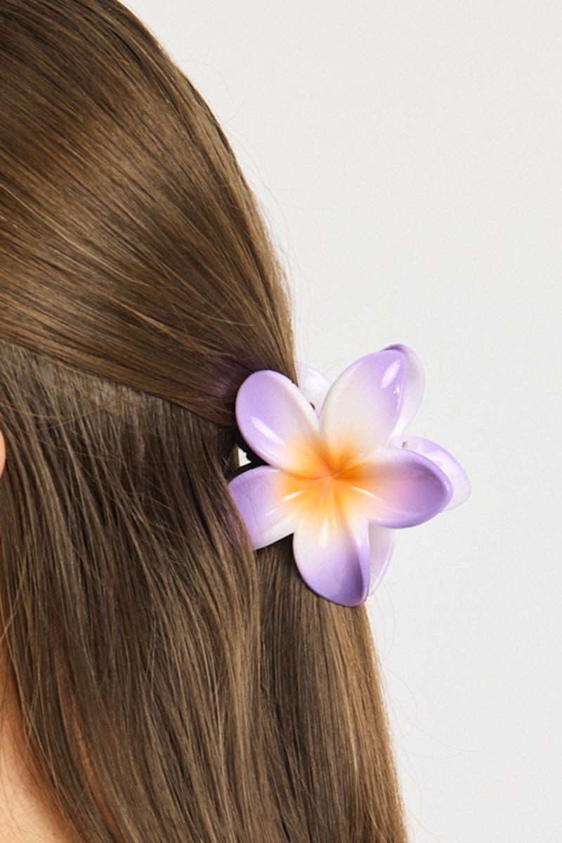 Purple Hibiscus Flower Hair Claw Clip