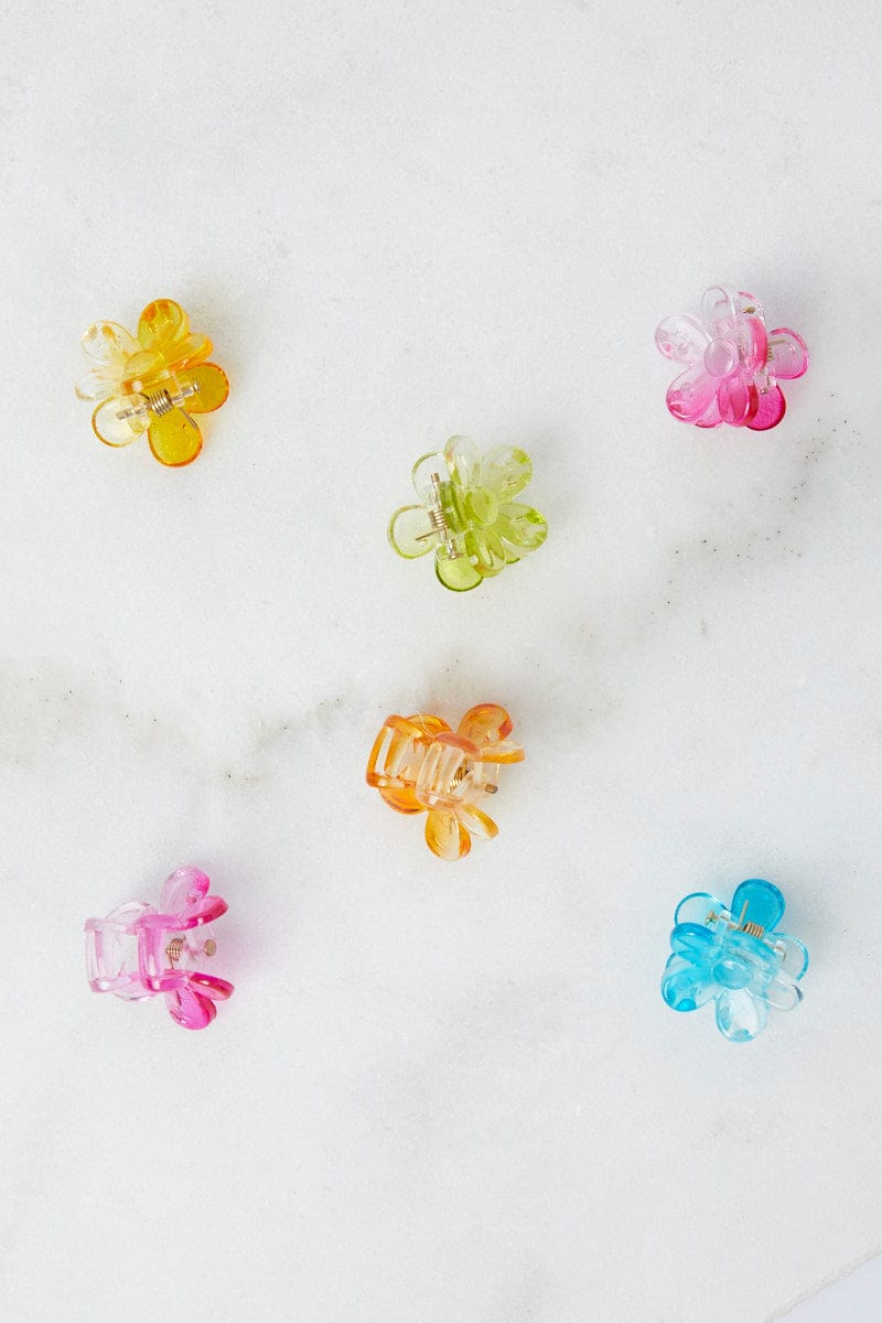 Multi 6 Pcs Floral Shaped Mini Claw Clips