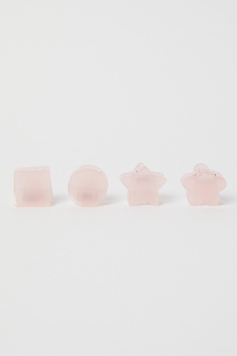 Pink 4 pcs Mix Shape Mini Claw Clips