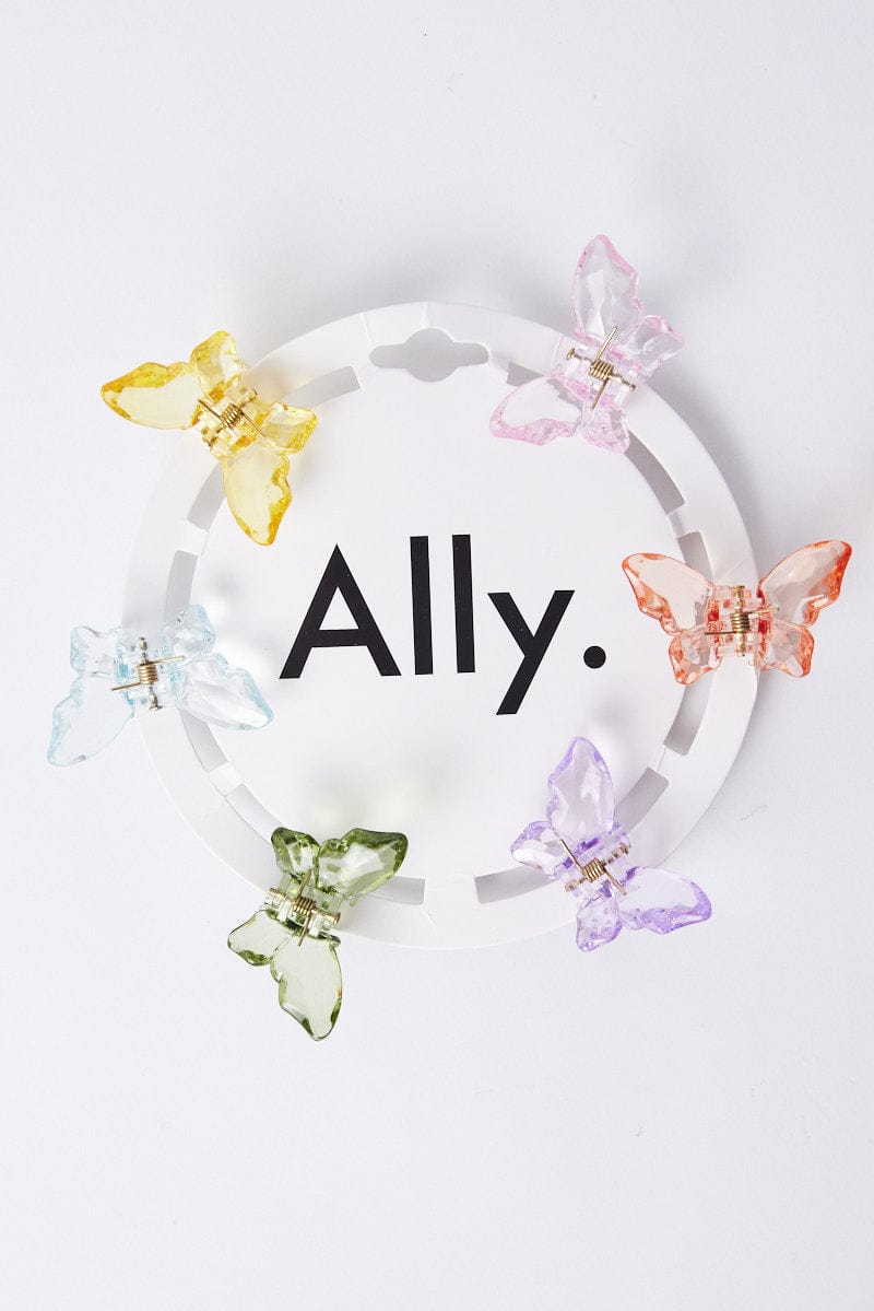 Multi 6 Pack Butterfly Claw Clips