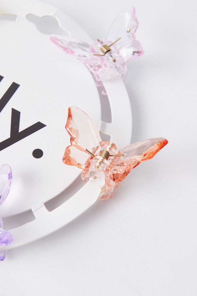 Multi 6 Pack Butterfly Claw Clips