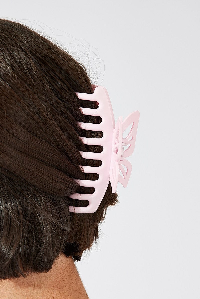Pink Butterfly Claw Clip