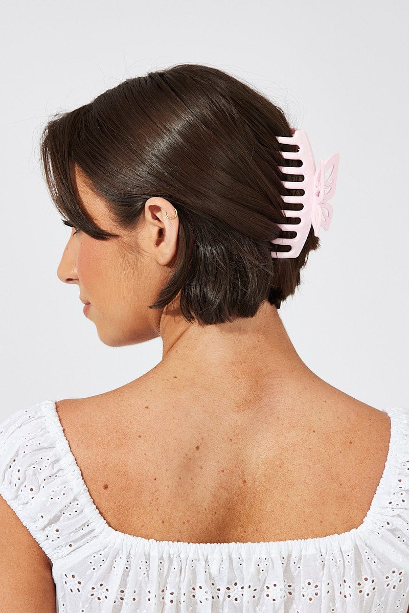 Pink Butterfly Claw Clip