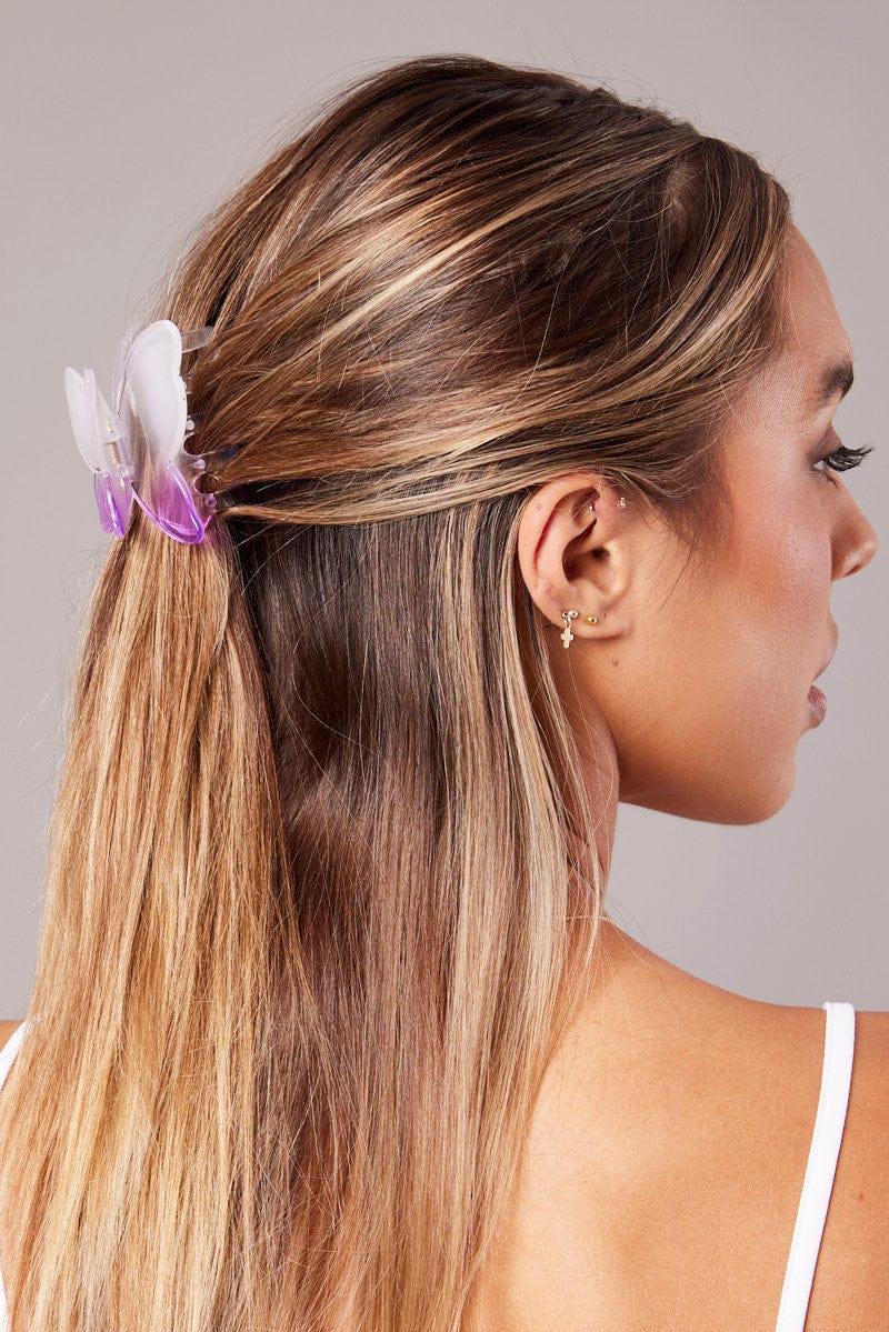 Purple Butterfly Claw Clip