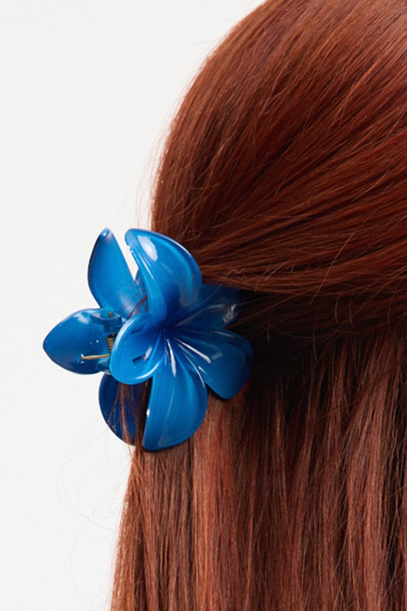 Blue Hibiscus Flower Claw Clip
