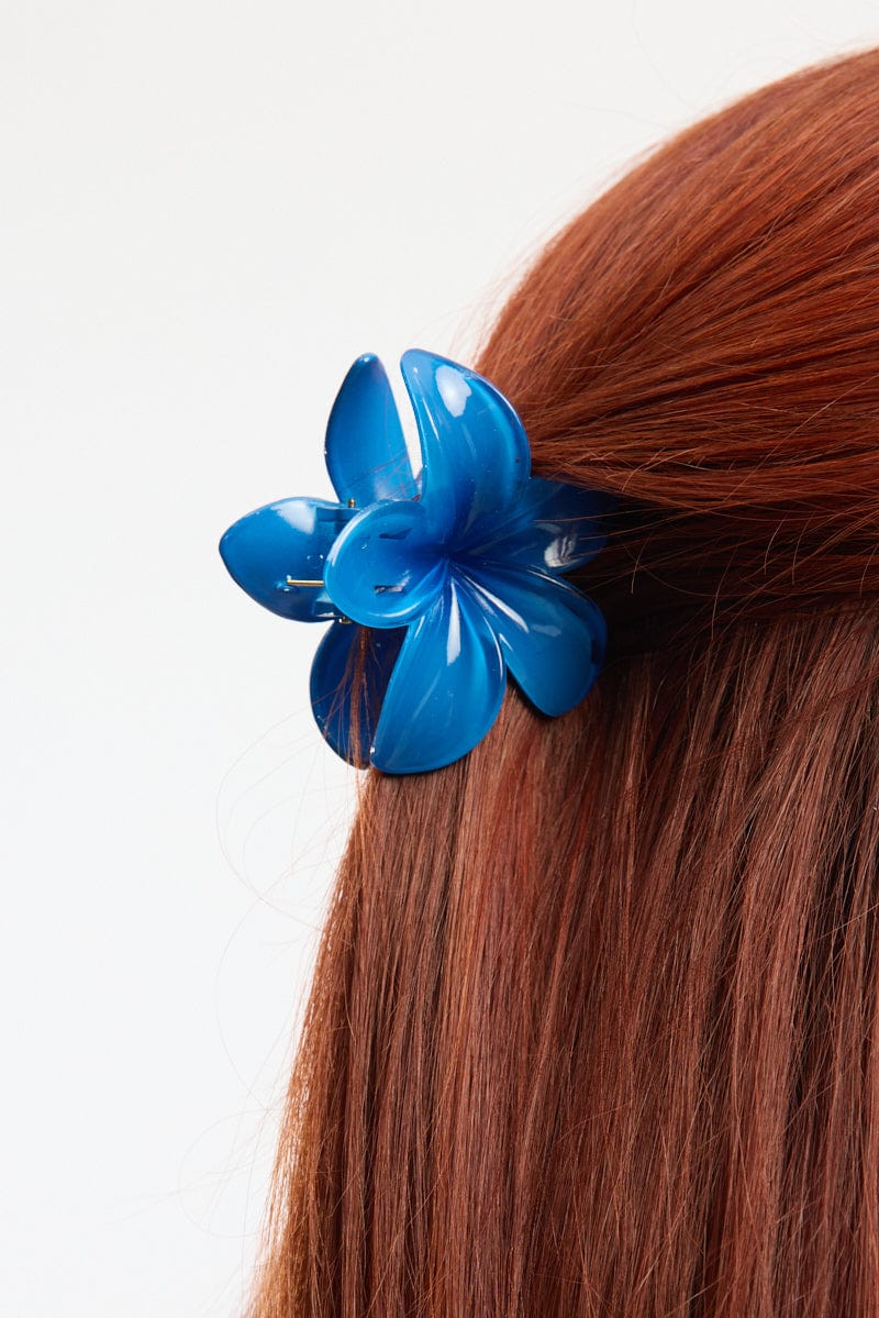 Blue Hibiscus Flower Claw Clip