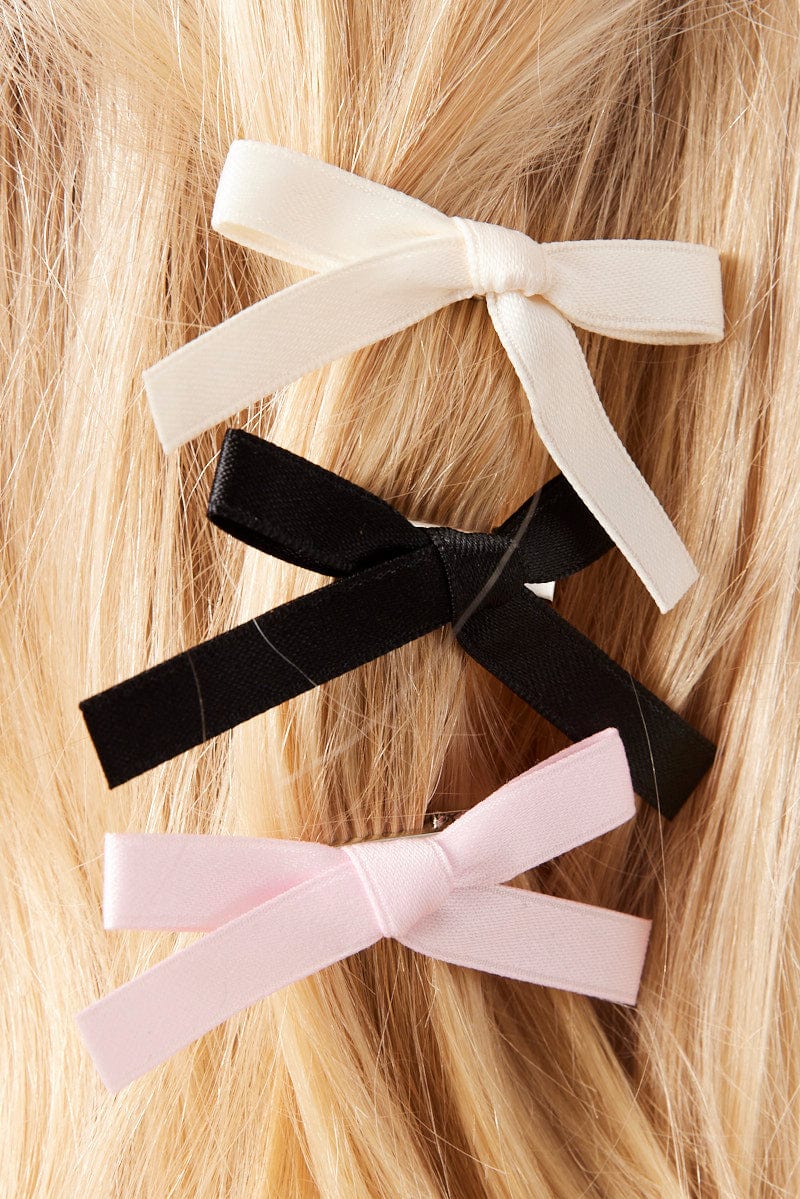 Multi 6 Pack Mini Satin Bow Hair Clips