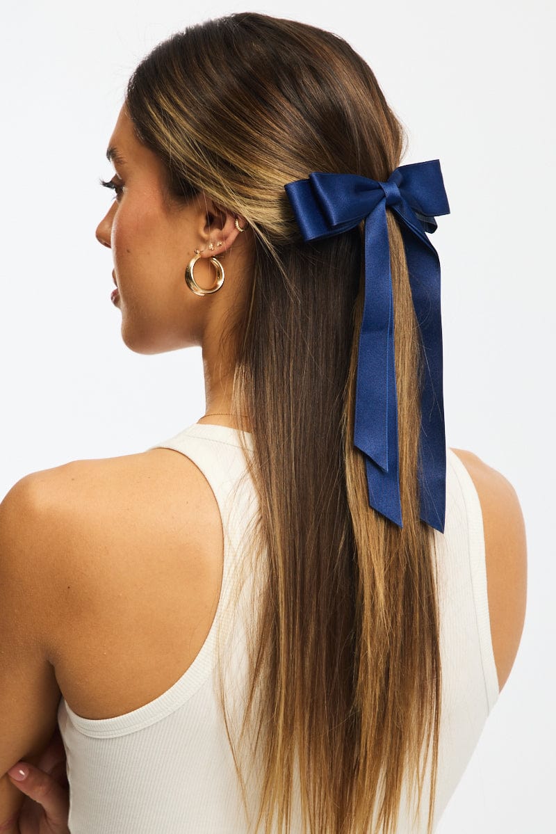 Blue Bow Hair Clip