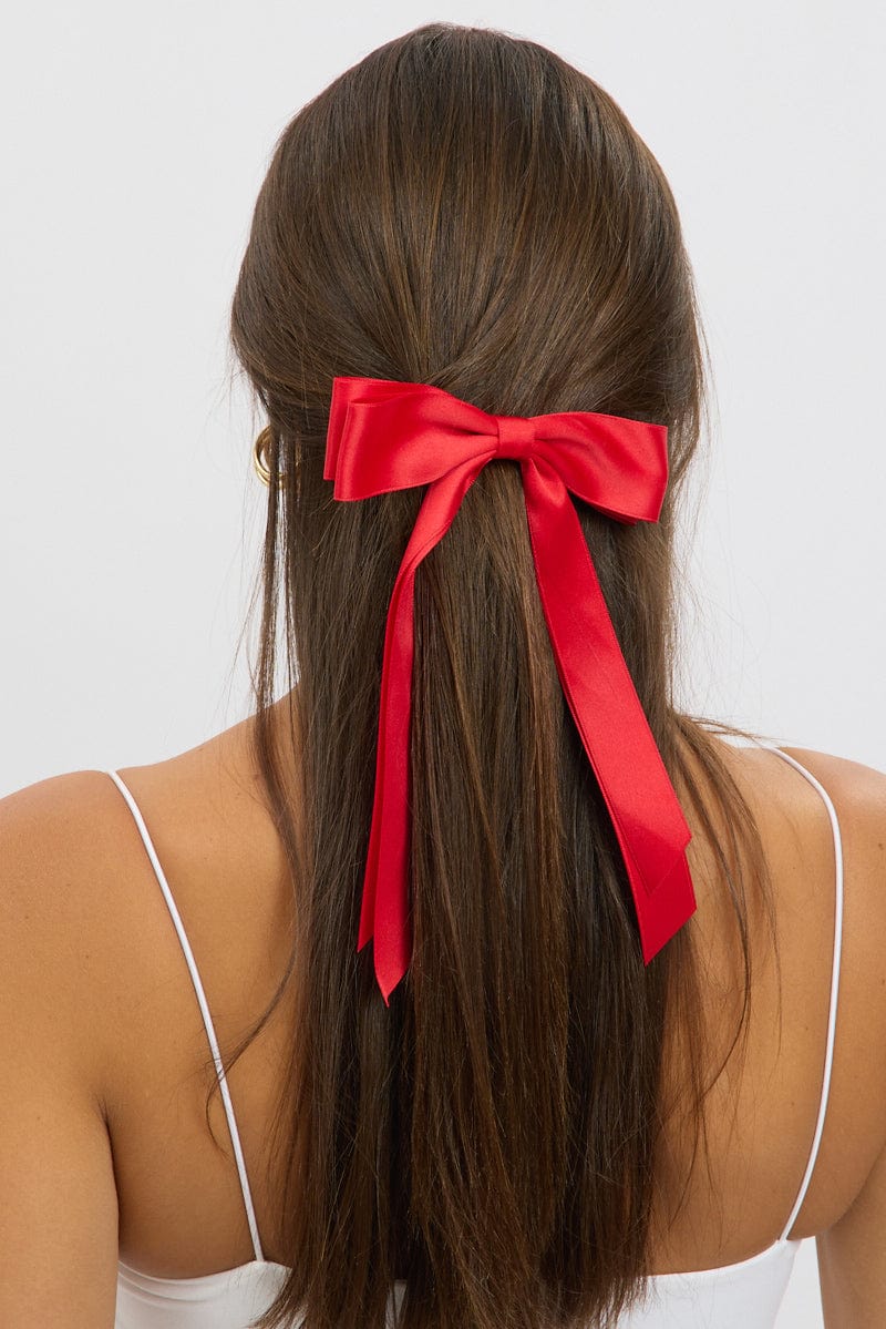 Red Bow Hair Clip