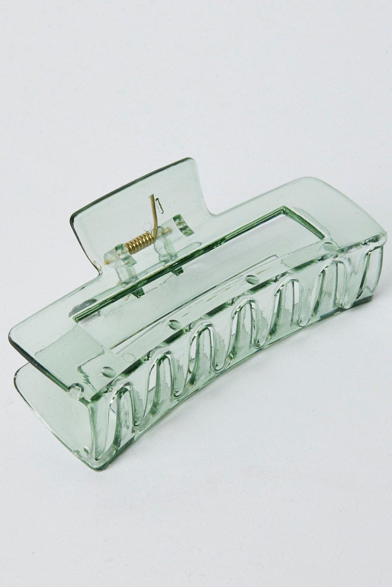 Green Large Rectangle Claw Clip