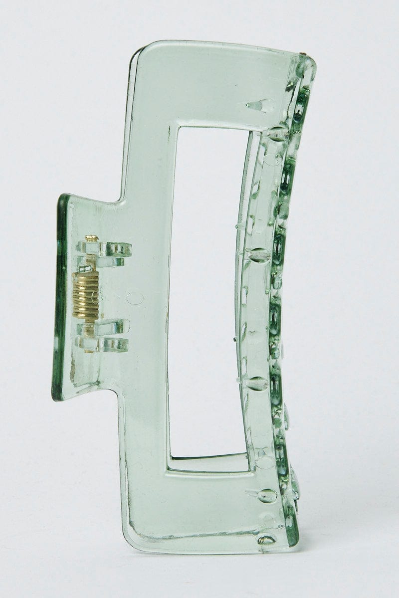 Green Large Rectangle Claw Clip