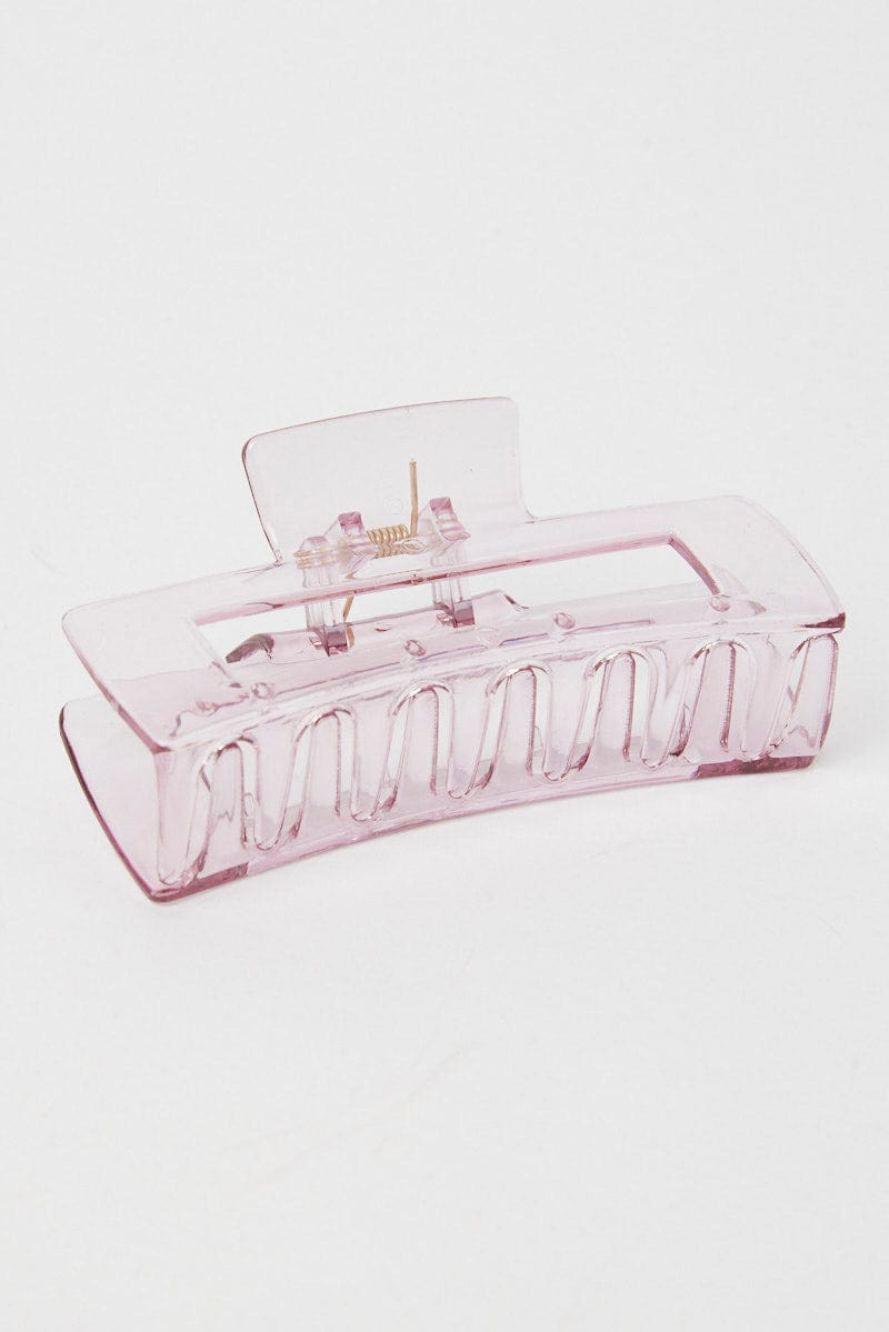 Pink Large Rectangle Claw Clip