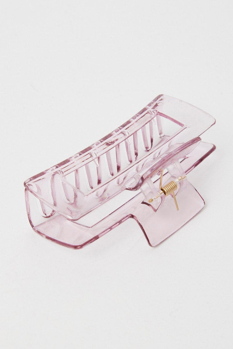 Pink Large Rectangle Claw Clip