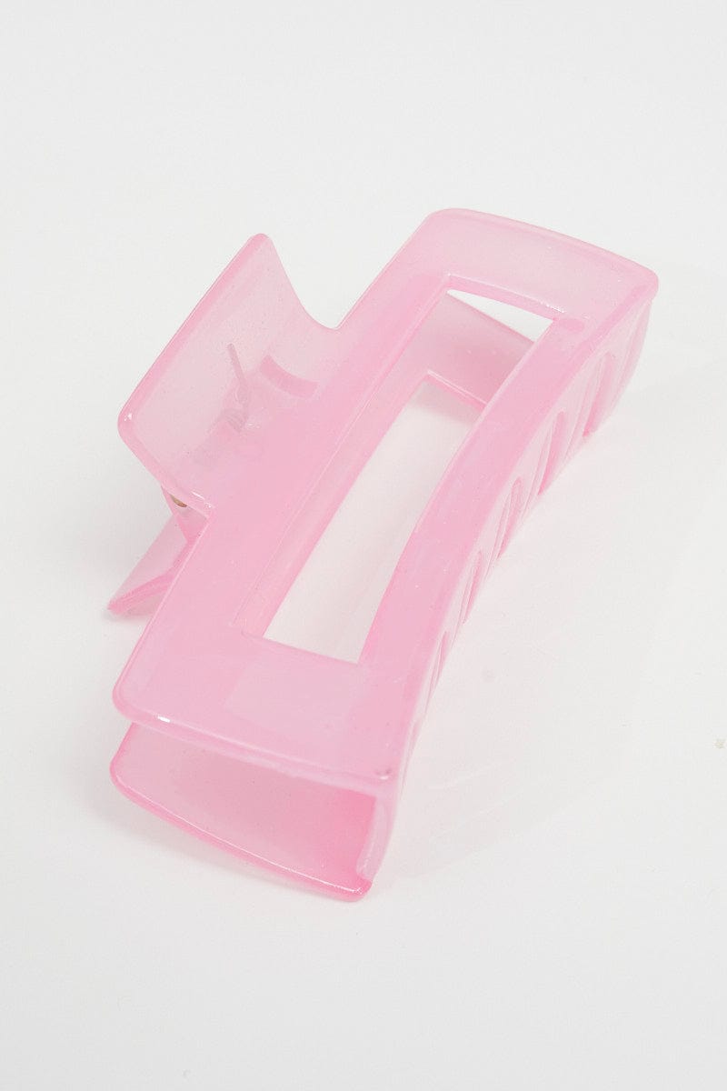 Pink Large Rectangle Claw Clip