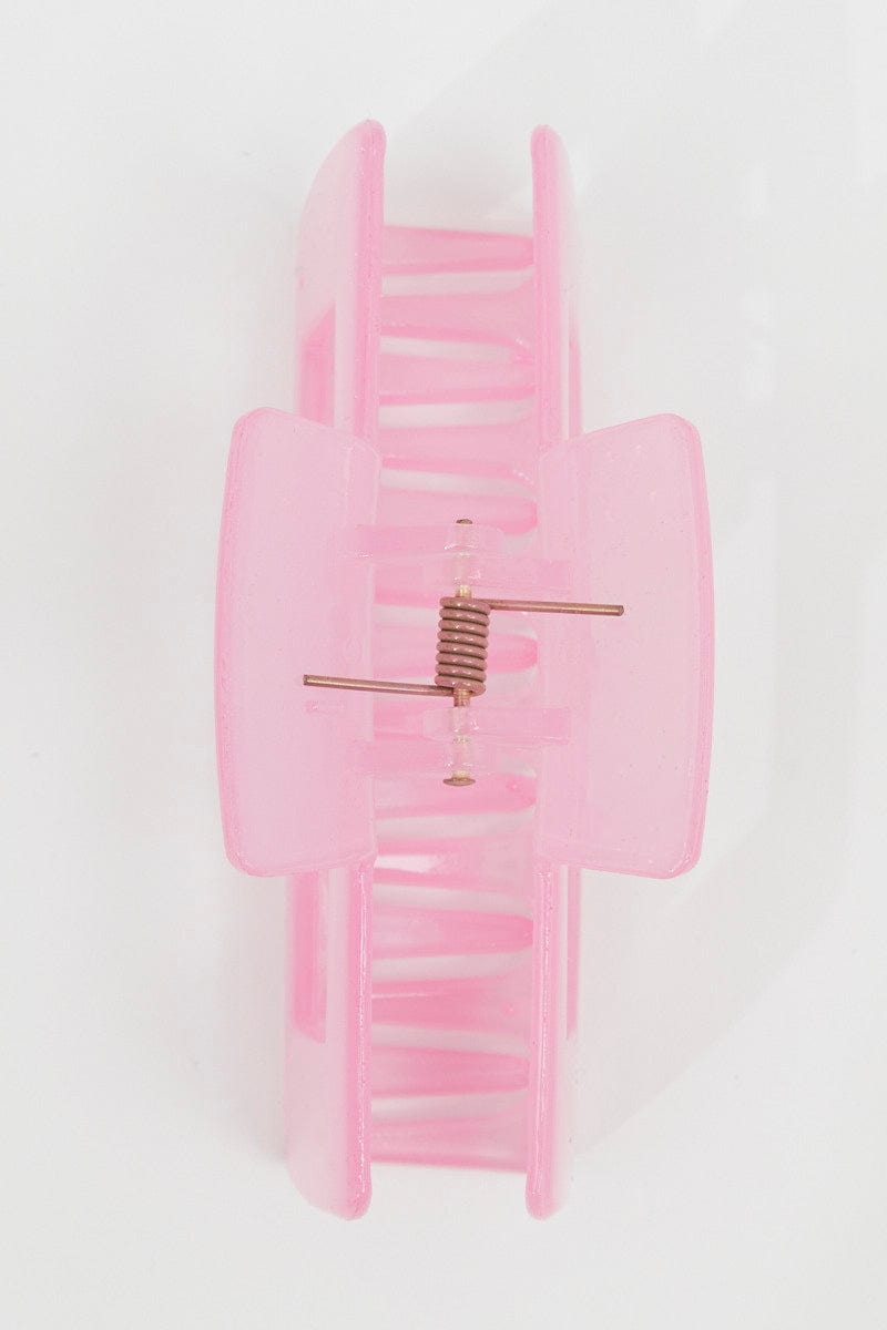 Pink Large Rectangle Claw Clip