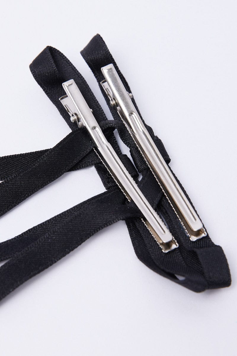 Black 2 Pack Bow Hair Clips