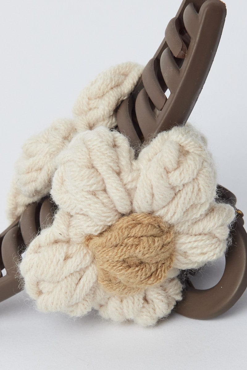 Brown Flower Claw Clip