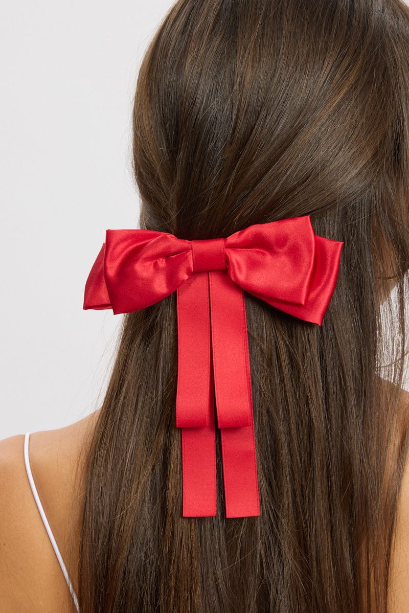 Red Bow Hair Clip