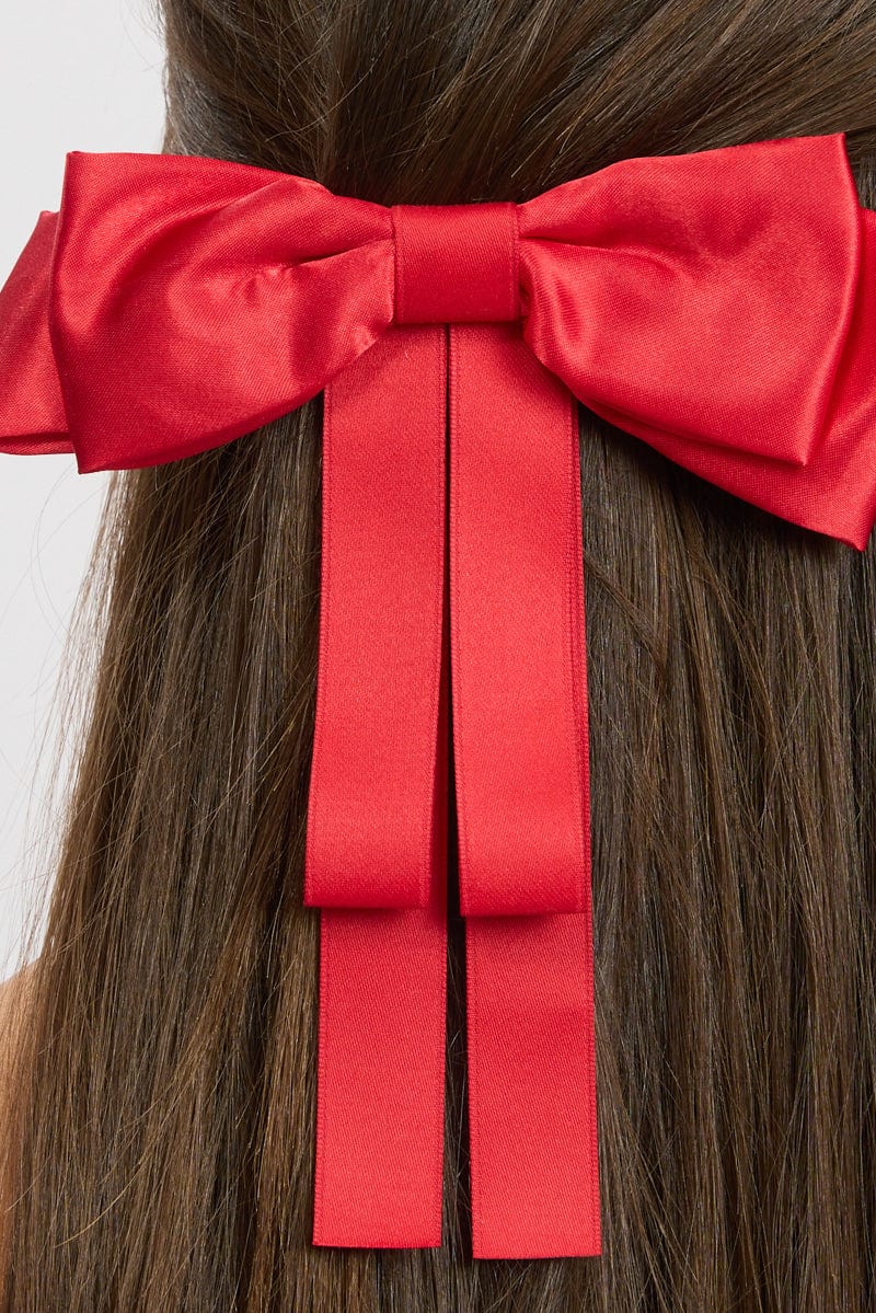 Red Bow Hair Clip