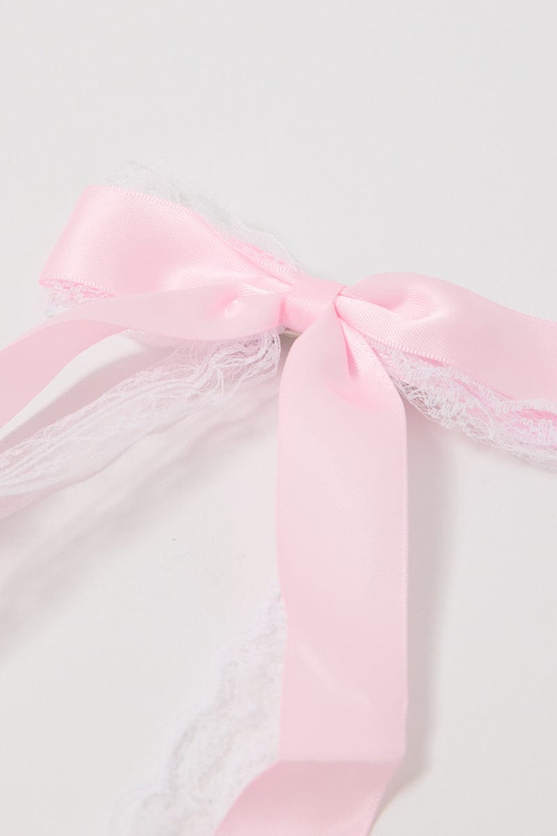 Pink Lace Bow Hair Clip