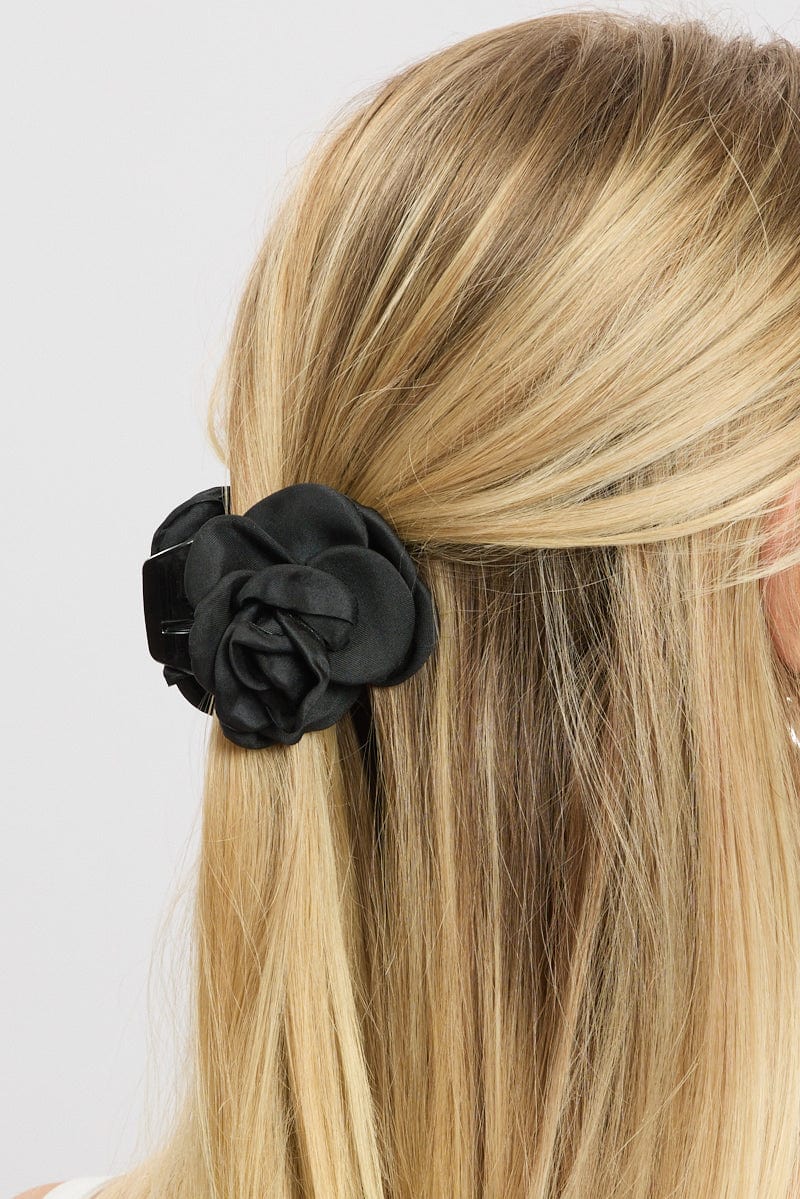 Black Rosette Hair Claw Clip