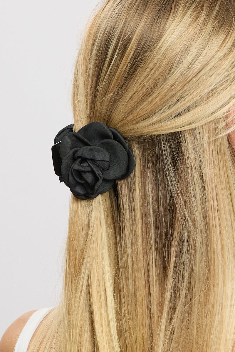 Black Rosette Hair Claw Clip