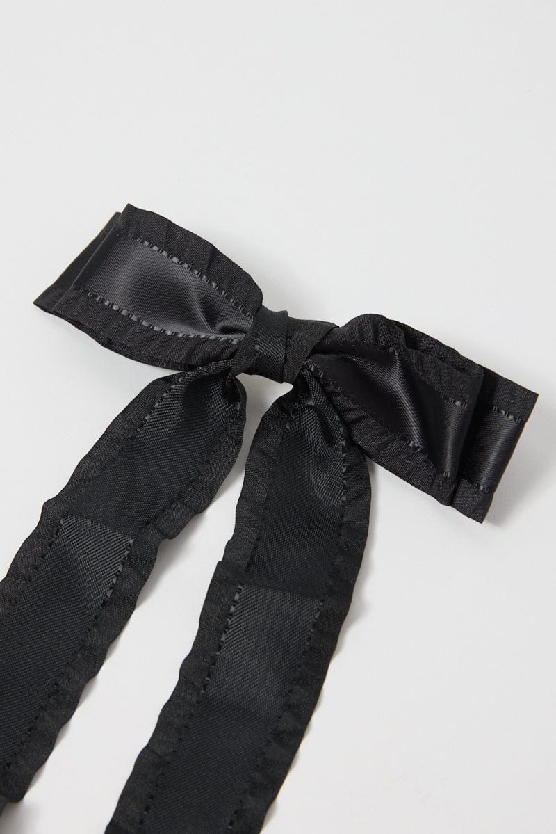 Black Ruffled Hair Bow