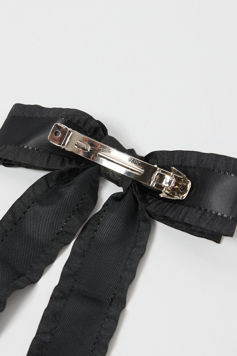 Black Ruffled Hair Bow