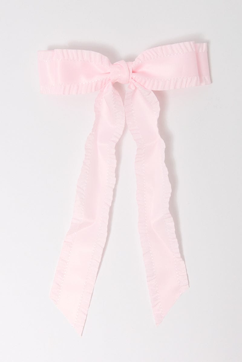 Pink Ruffled Hair Bow
