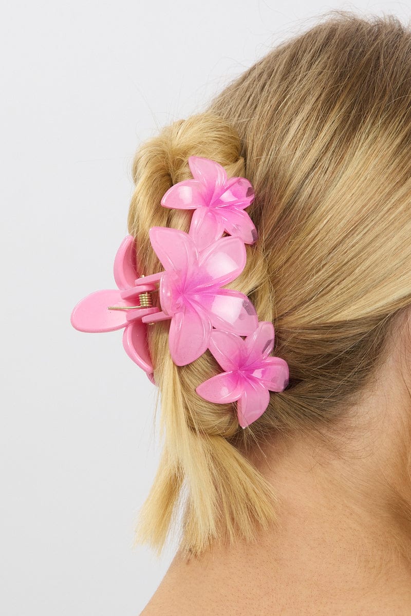 Pink Flower Claw Clip