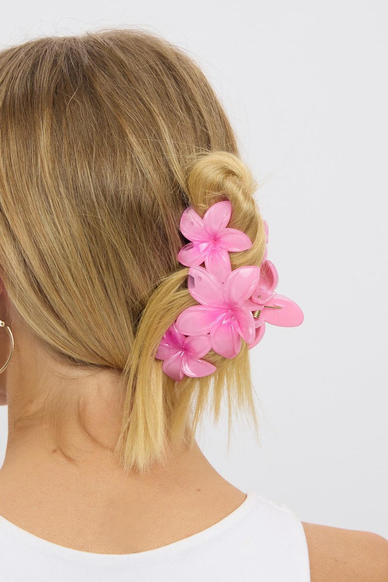 Pink Flower Claw Clip