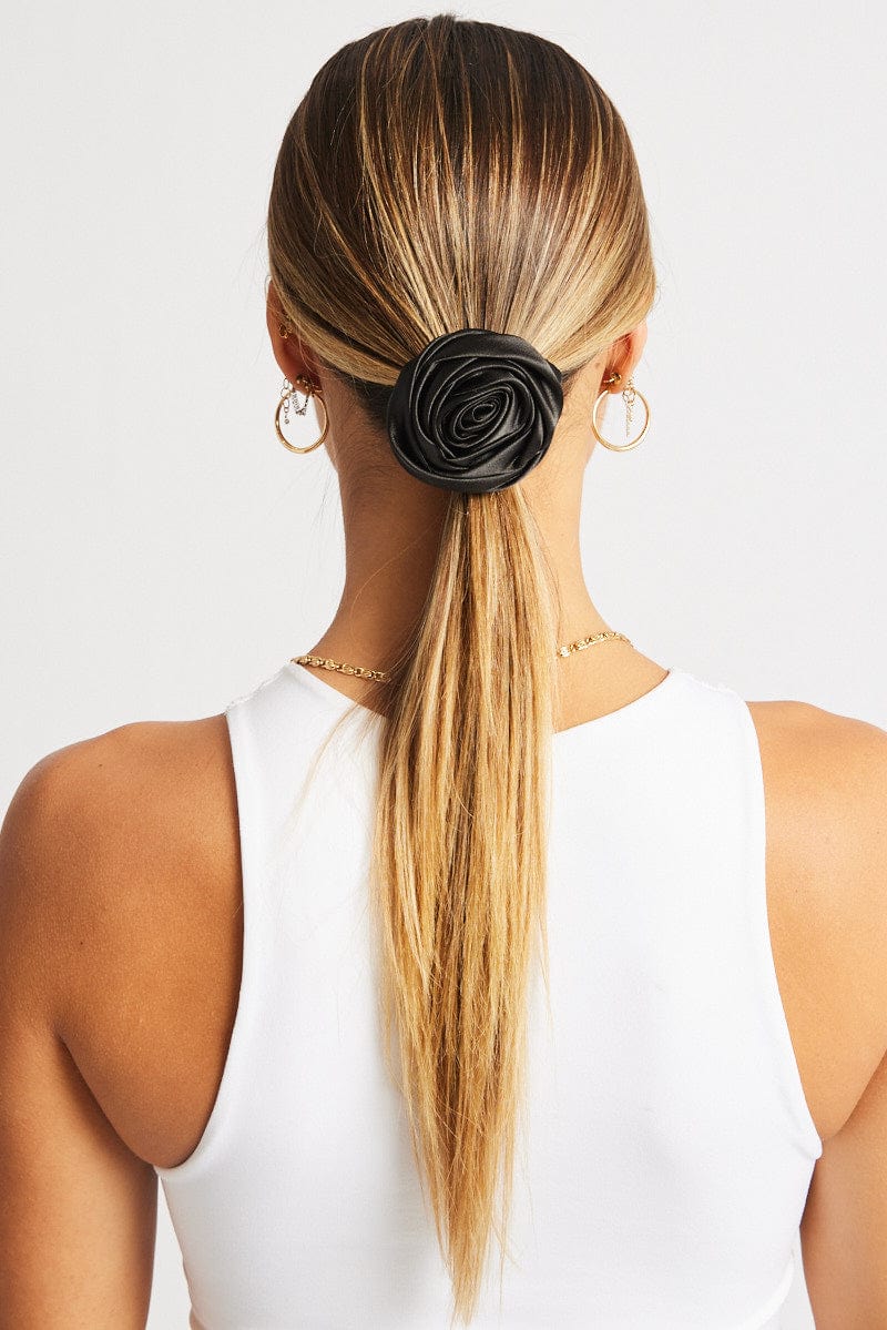 Black Rosette Scrunchie