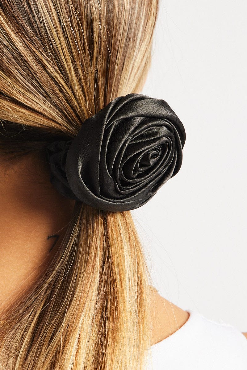 Black Rosette Scrunchie
