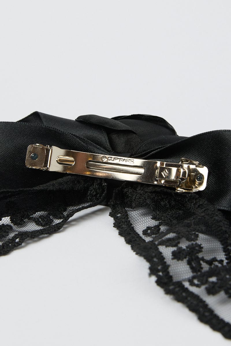 Black Lace Rosette Bow Hair Clip