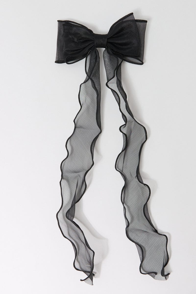 Black Organza Bow Hair Clips