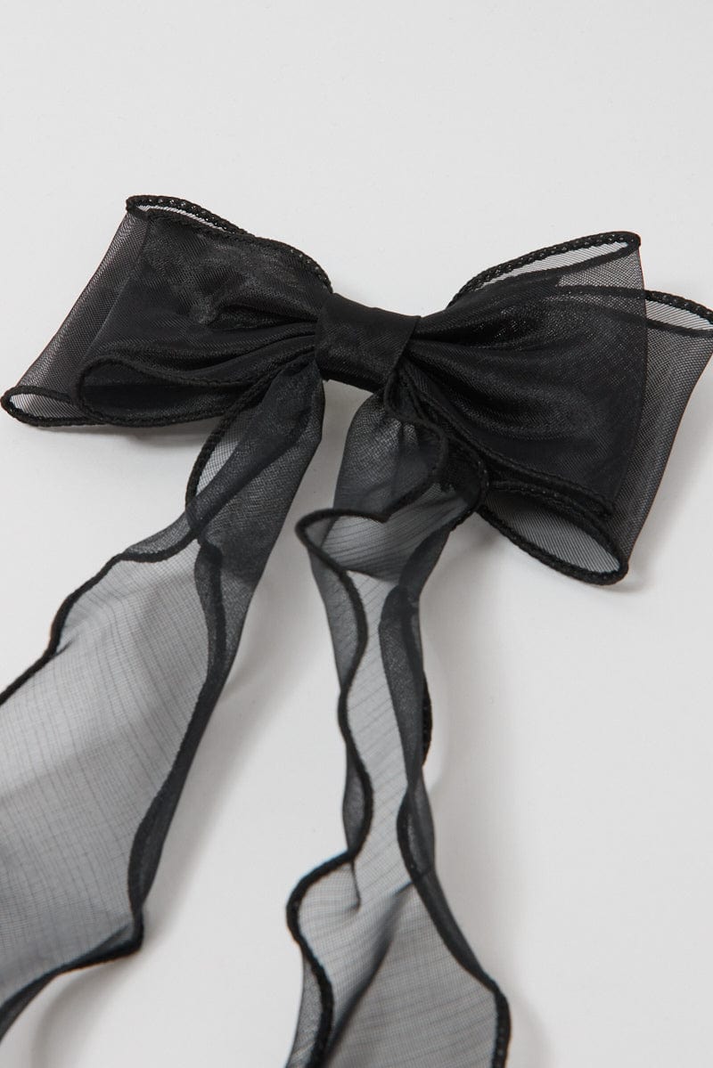 Black Organza Bow Hair Clips