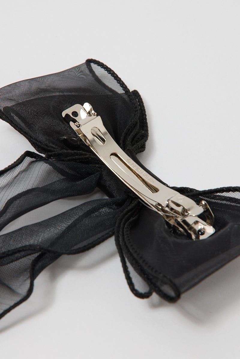 Black Organza Bow Hair Clips