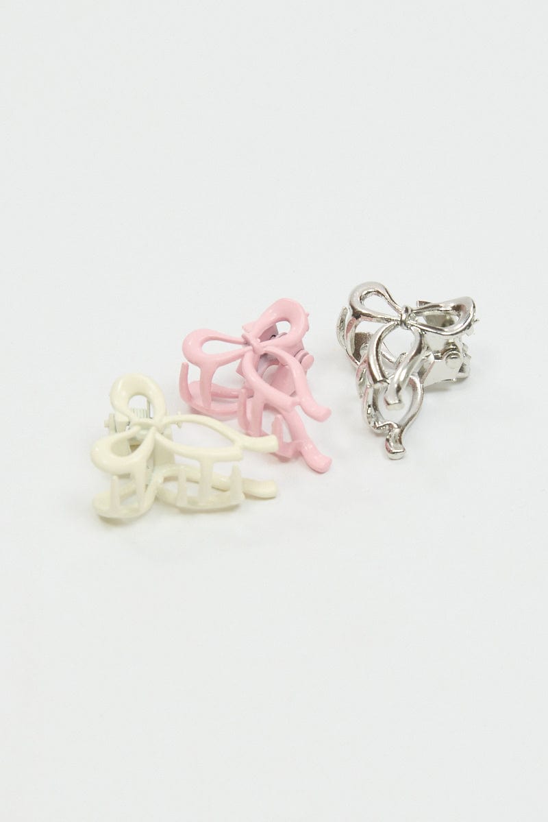 Multi 6 Pack Mini Bow Claw Clips