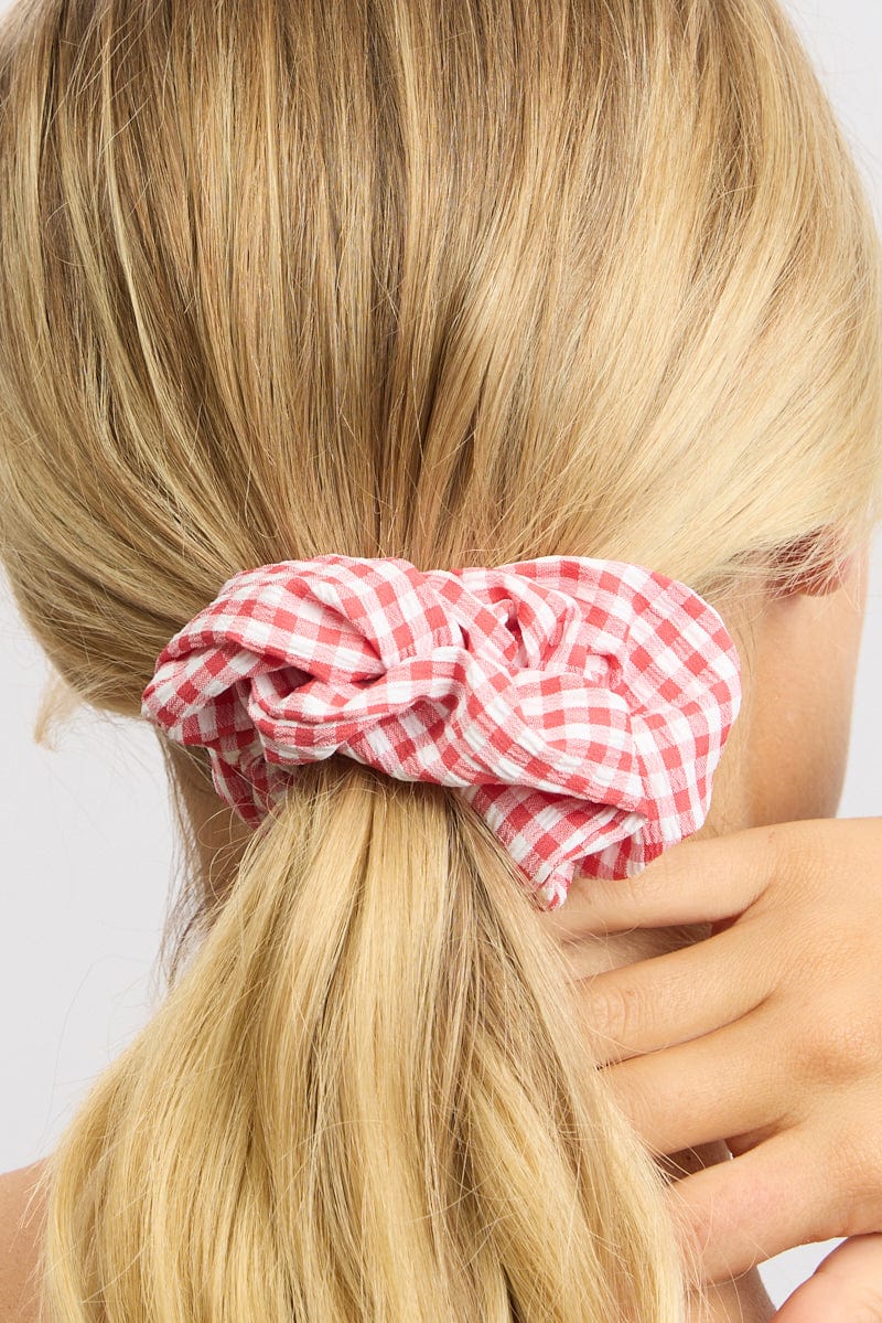 Multi Check 3 Pack Gingham Scrunchies