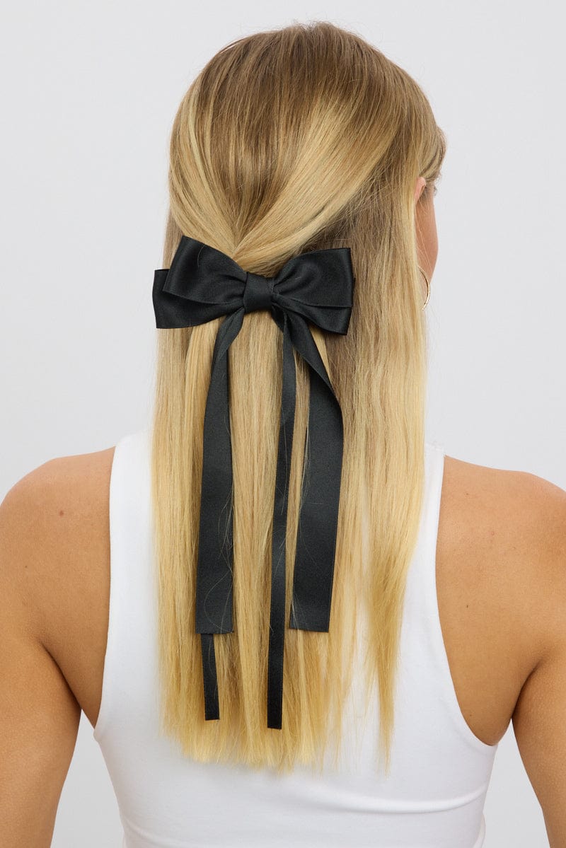 Black Hair Bow Barrette