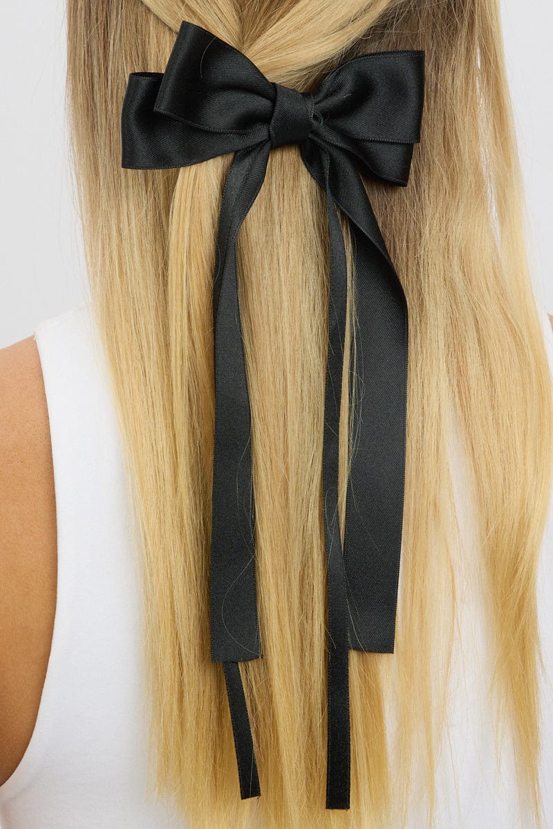 Black Hair Bow Barrette