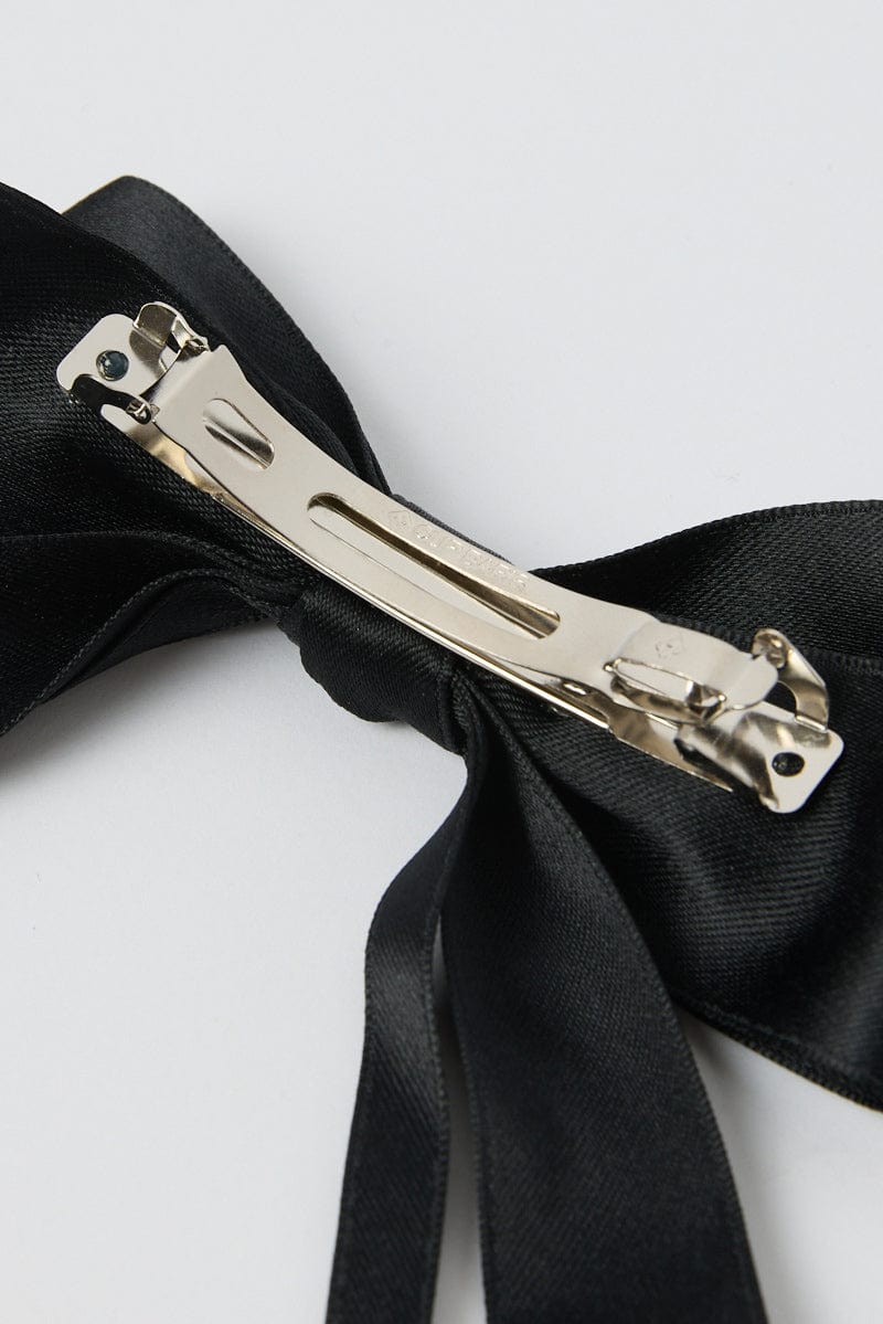 Black Hair Bow Barrette