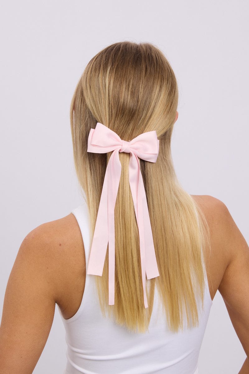 Pink Hair Bow Barrette