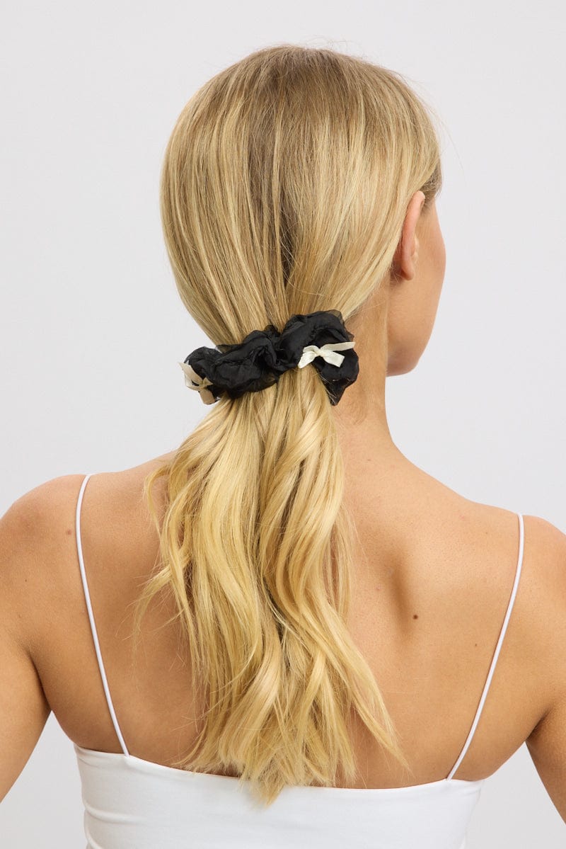 Black Bow Detail Scrunchies
