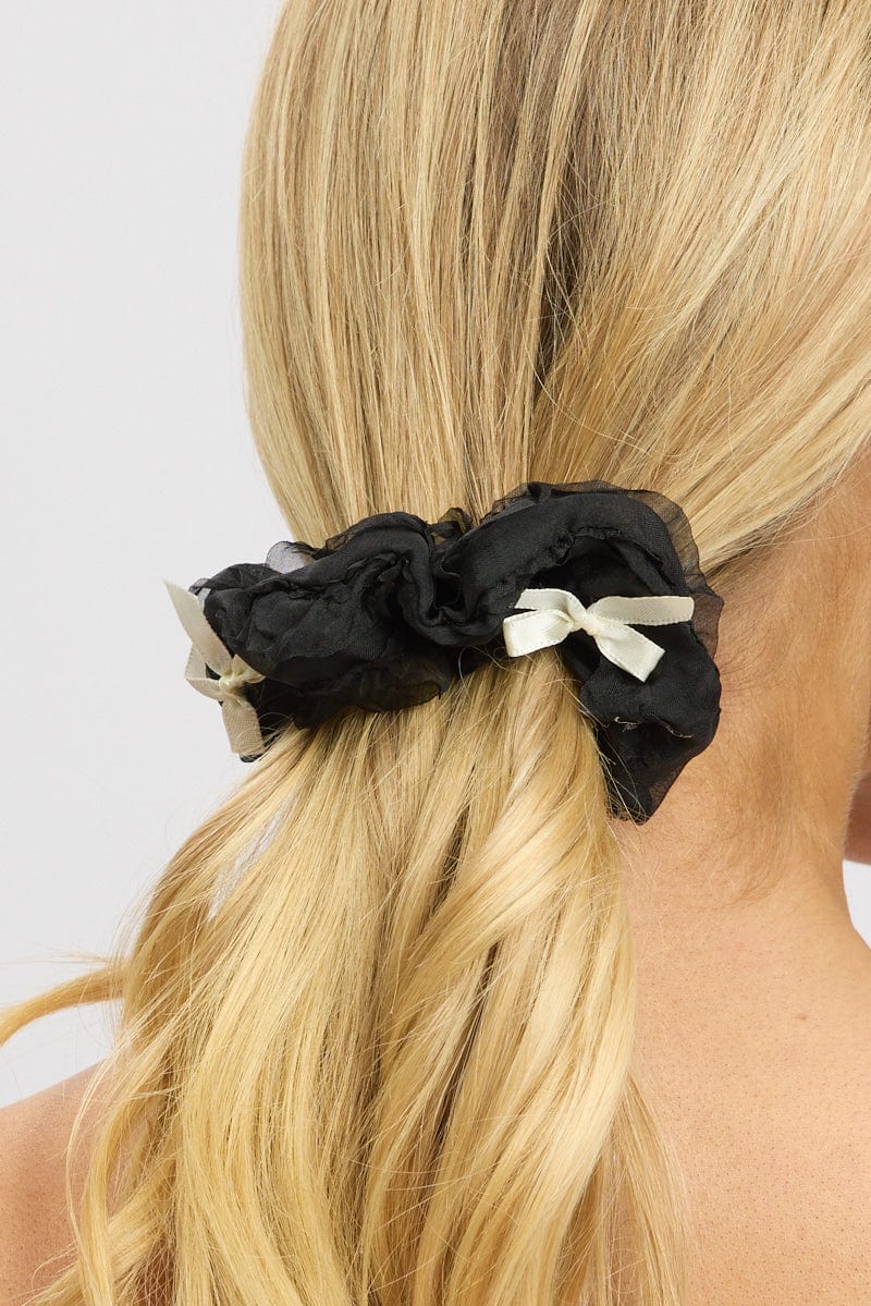 Black Bow Detail Scrunchies